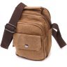 Мужская коричневая сумка-барсетка из плотного текстиля на две молнии Vintage 2422220 - 1