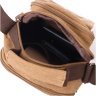 Мужская коричневая сумка-барсетка из плотного текстиля на две молнии Vintage 2422220 - 5