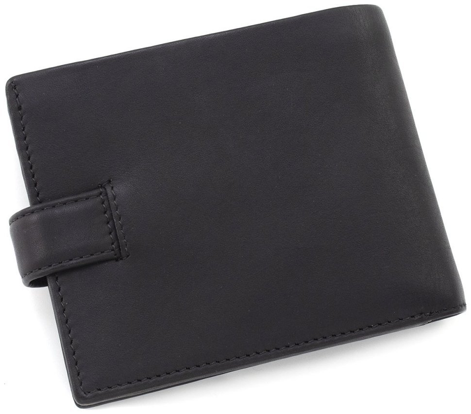 Мужской кошелек из натуральной гладкой кожи черного цвета c RFID - Visconti Leonardo 68908