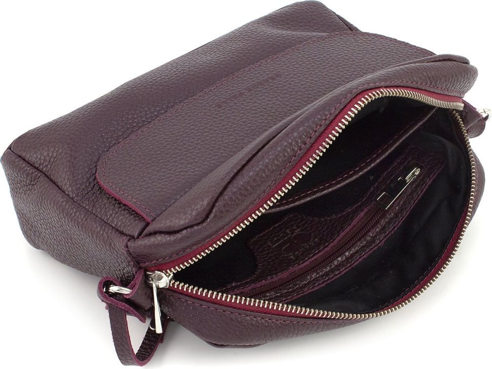Женская наплечная сумка из итальянской кожи марсалового цвета Grande Pelle (59108)