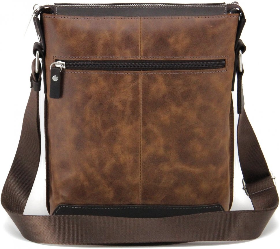 Коричневая мужская плечевая сумка-планшет из винтажной кожи Tom Stone (10966)
