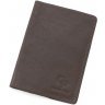 Темно-коричневая качественная кожаная обложка для паспорта Grande Pelle (15445) - 1