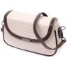 Молочная женская сумка-кроссбоди из натуральной кожи с коричневой окантовкой Vintage 2422372 - 1