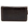 Коричневый кожаный кошелек клатч на два отделения VINTAGE STYLE (14679) - 5