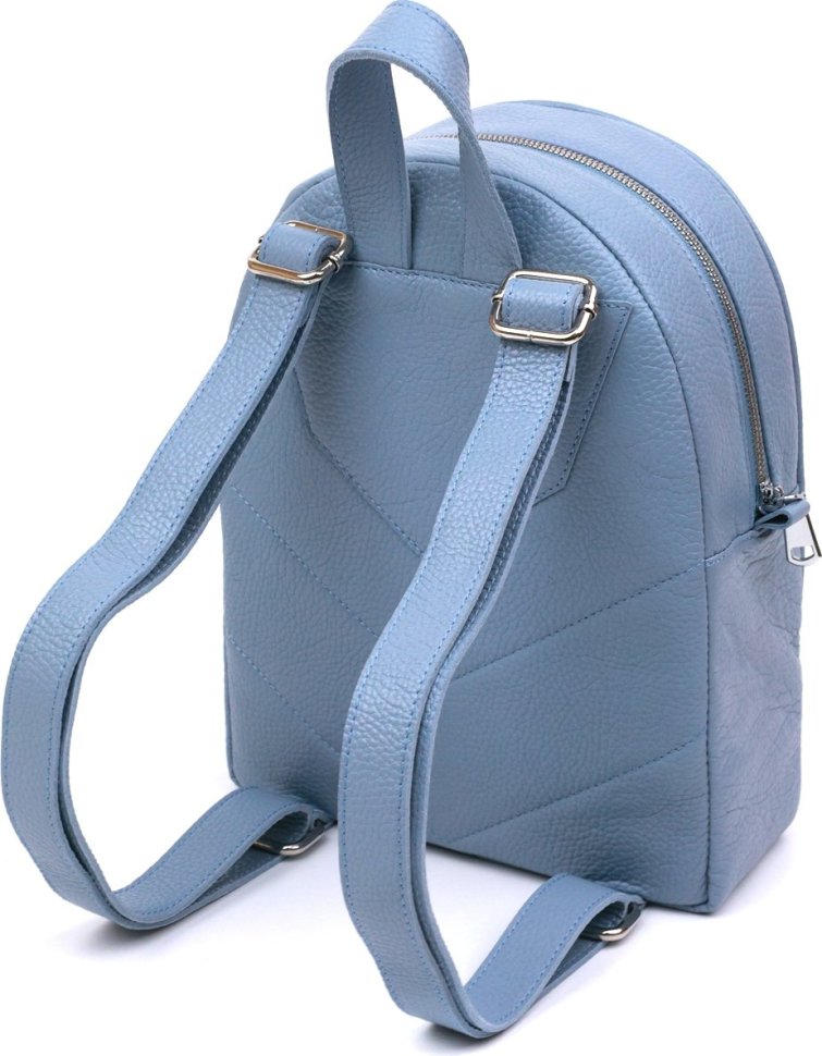 Кожаный женский городской рюкзак голубого цвета Shvigel (16303)