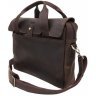 Мужская повседневная сумка-портфель коричневого цвета из винтажной кожи TARWA (19759) - 4