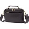 Мужская горизонтальная сумка-барсетка из добротной натуральной кожи черного цвета H.T Leather (10376) - 1