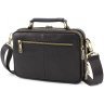 Мужская горизонтальная сумка-барсетка из добротной натуральной кожи черного цвета H.T Leather (10376) - 3