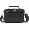 Мужская горизонтальная сумка-барсетка из добротной натуральной кожи черного цвета H.T Leather (10376) - 4