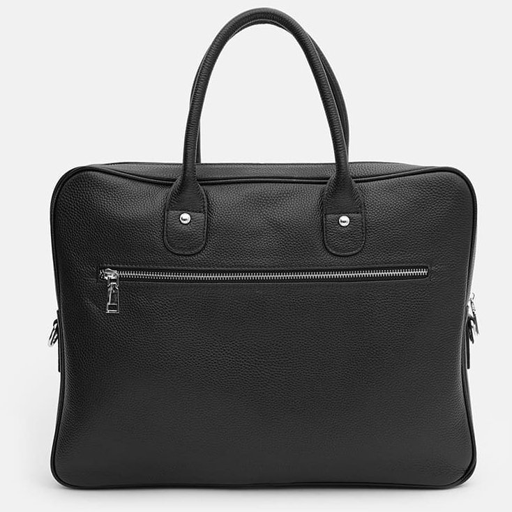Мужская солидная кожаная сумка черного цвета с отделением под ноутбук Borsa Leather 64909