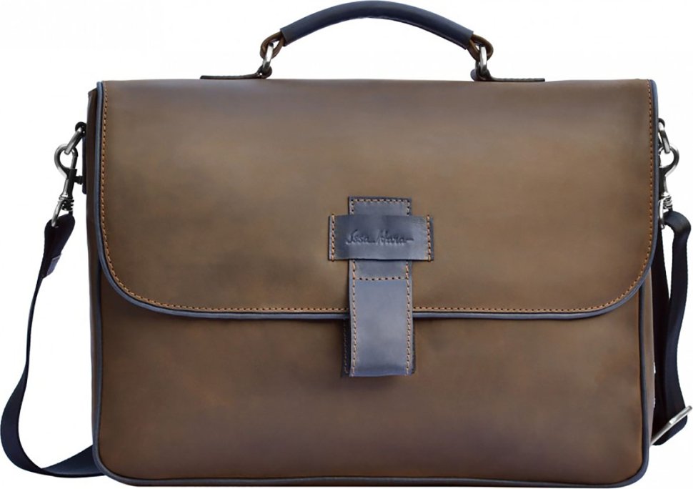 Винтажный мужской кожаный портфель коричневого цвета Issa Hara (21170)