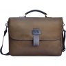 Винтажный мужской кожаный портфель коричневого цвета Issa Hara (21170) - 3