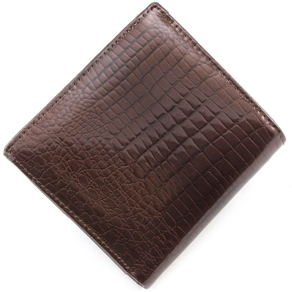 Коричневый лаковый кошелек с наружной монетницей ST Leather (16333)