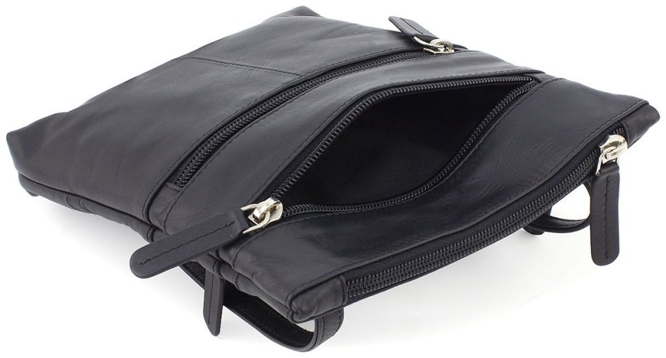 Небольшая сумка на плечо из гладкой кожи черного цвета Visconti 68809