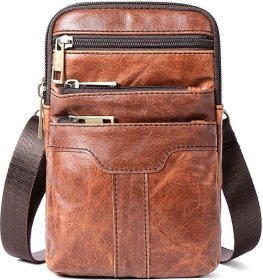 Компактная вертикальная мужская сумка коричневого цвета VINTAGE STYLE (14724)