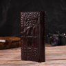 Стильный мужской бумажник коричневого цвета из натуральной кожи с тиснением под крокодила CANPELLINI (2421846) - 8