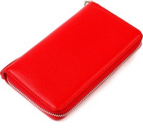 Червоний жіночий гаманець-клатч із фактурної шкіри на блискавці CANPELLINI (2421619)
