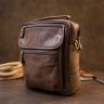 Мужская коричневая сумка-барсетка на два отделения из натуральной кожи Vintage (20441) - 6