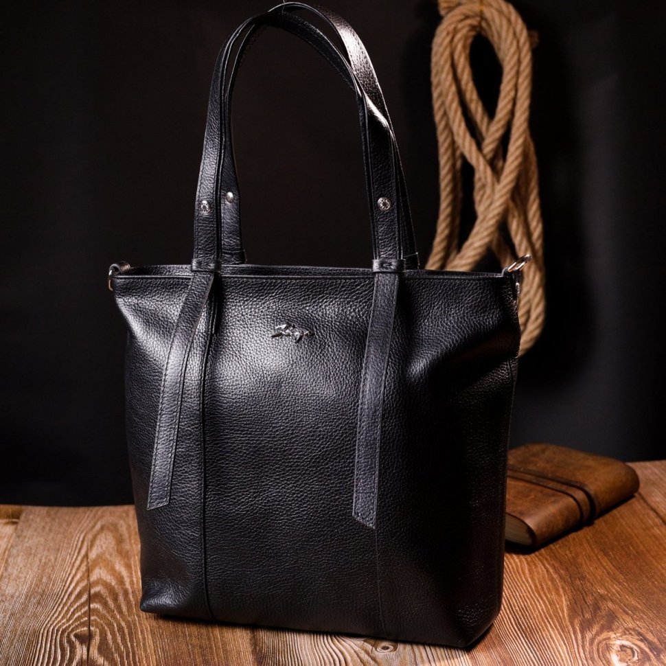 Классическая женская сумка-шоппер большого размера в черном цвете KARYA (2420896)
