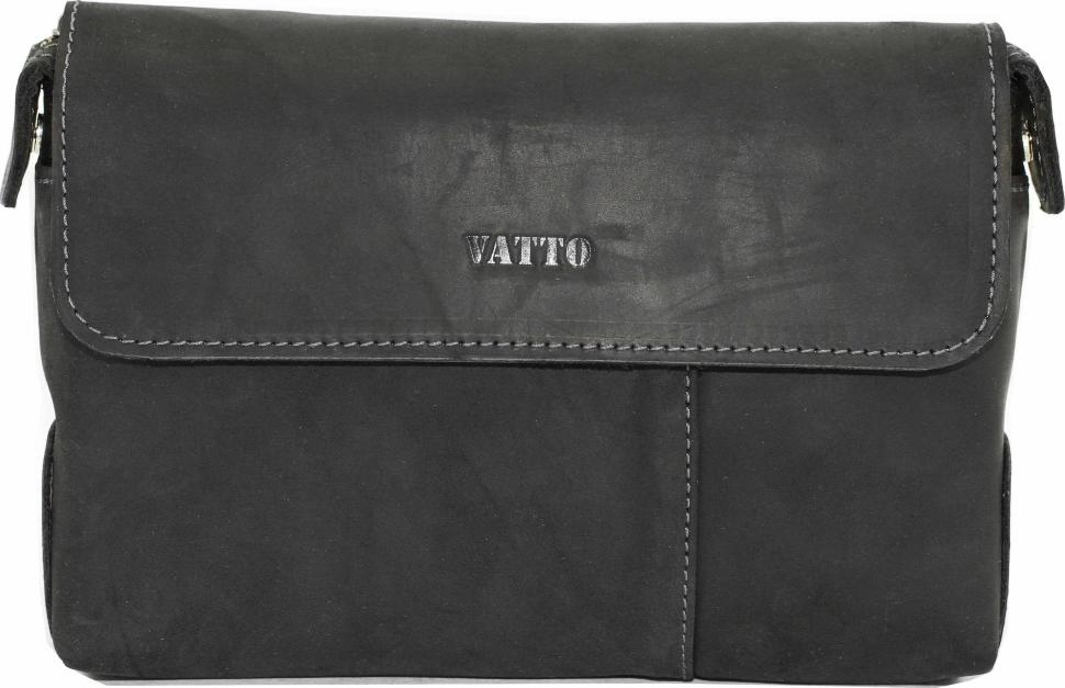 Классический мужской клатч из винтажной кожи черного цвета VATTO (11652)