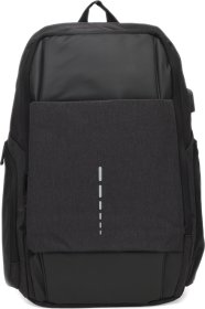Просторный мужской рюкзак из черного полиэстера с отсеком для ноутбука Monsen (21431)