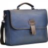 Винтажный мужской кожаный портфель синего цвета Issa Hara (21169) - 3