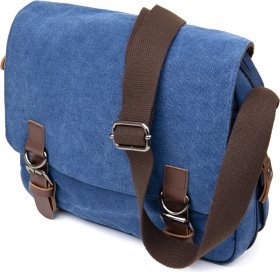 Чоловіча сумка-месенджер з щільного текстилю синього забарвлення Vintage (20606)