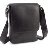 Черная мужская сумка маленького размера из натуральной кожи на плечо Grande Pelle (19318) - 1