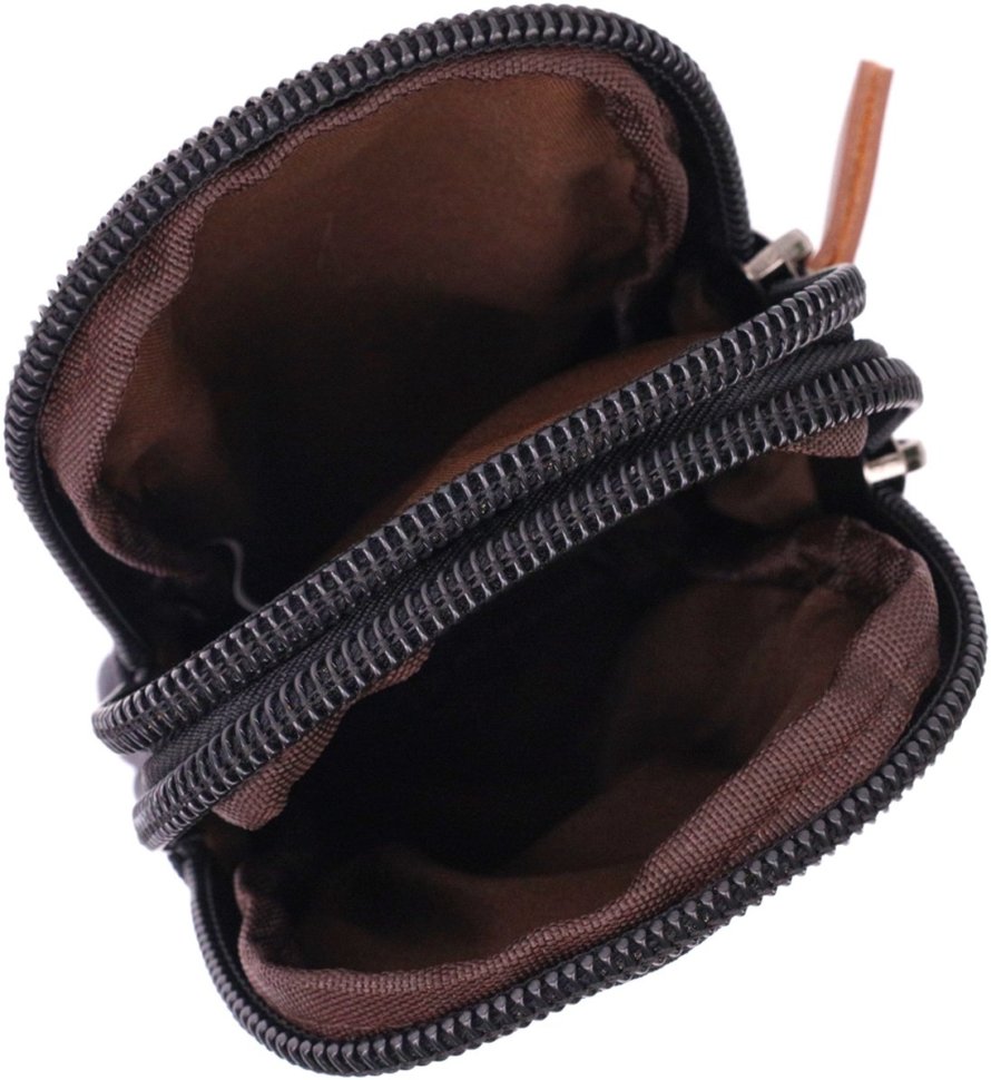 Маленькая мужская сумка-чехол на пояс из черного текстиля Vintage 2422223
