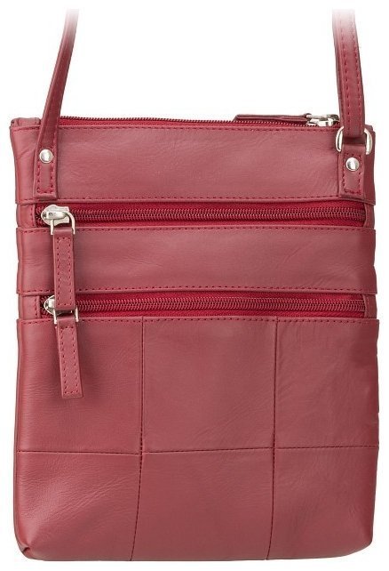 Женская наплечная сумка из натуральной кожи красного цвета Visconti Slim Bag 68810