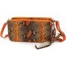 Женская оранжевая плечевая сумка из натуральной кожи на три молнии KARYA (19613) - 3