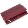 Красный женский лакированный кошелек среднего размера из натуральной кожи под рептилию ST Leather 70811 - 4