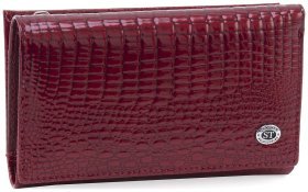 Красный женский лакированный кошелек среднего размера из натуральной кожи под рептилию ST Leather 70811