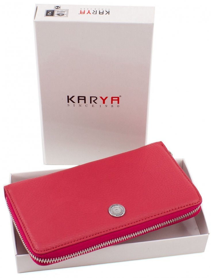 Большой кошелек розового цвета из кожи KARYA (1072-040)