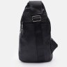 Мужской черный кожаный слинг-рюкзак среднего размера с одной лямкой Keizer (22088) - 3