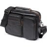 Мужская кожаная сумка-барсетка из гладкой кожи черного цвета на два отсека Vintage (2420469) - 1