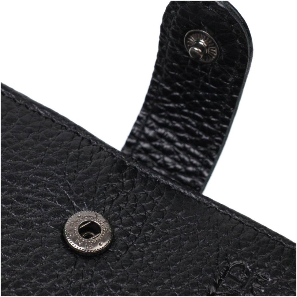 Мужское портмоне из фактурной кожи черного цвета с хлястиком на кнопке BOND (2421994)
