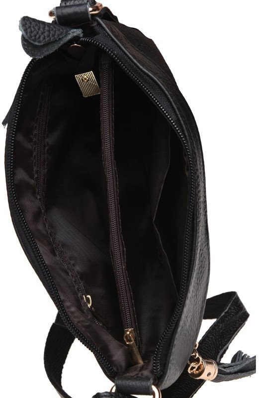 Женская стильная кожаная сумка небольшого размера в черном цвете Keizer (19354)
