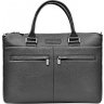 Мужская черная сумка под ноутбук из фактурной кожи в деловом стиле Issa Hara (21163) - 1