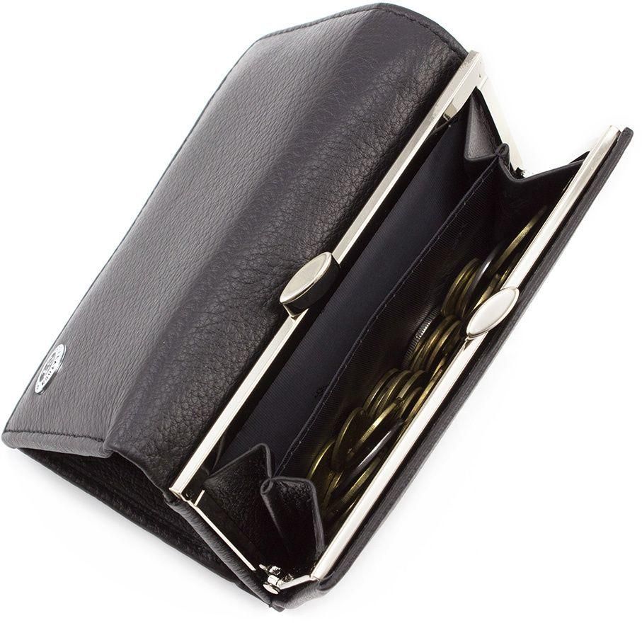 Черный маленький кошелек с серебристой фурнитурой ST Leather (16343)