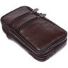 Мужская маленькая кожаная сумка на пояс коричневого цвета Vintage 2420471  - 4
