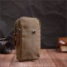 Компактная мужская сумка на пояс из текстиля оливкового цвета Vintage 2422224 - 7
