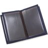 Кожаная небольшая обложка на документы темно-синего цвета ST Leather (14008) - 6