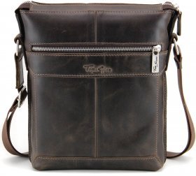 Мужская сумка-планшет на плечо из винтажной кожи в коричневом цвете Tom Stone (10954) - 2