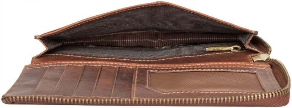 Мужской коричневый кошелек из винтажной кожи на молнии Smith&Canova Romano 69711