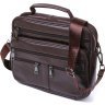 Кожаная мужская деловая сумка-портфель в темно-коричневом цвете Vintage (20670) - 1