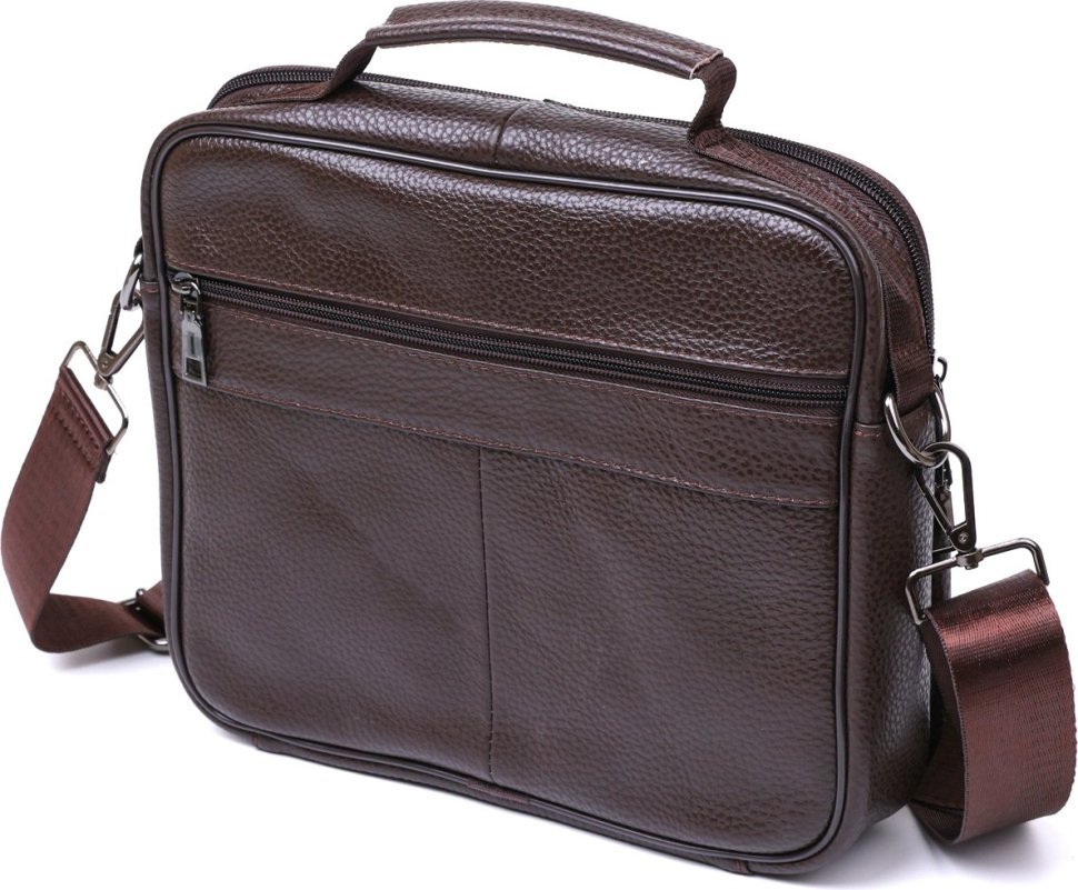 Кожаная мужская деловая сумка-портфель в темно-коричневом цвете Vintage (20670)