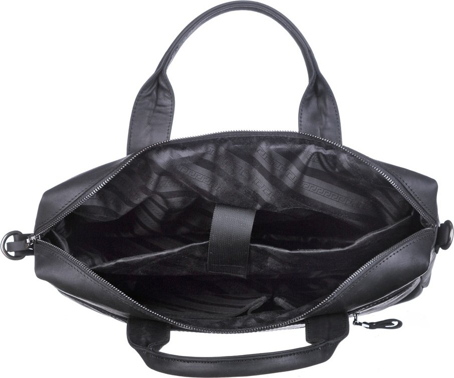 Черная мужская сумка для ноутбука из винтажной кожи SHVIGEL (11035)