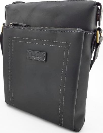 Вертикальная наплечная мужская сумка большого размера черная VATTO (12053)