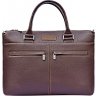 Солидная мужская сумка для ноутбука из фактурной кожи в коричневом цвете Issa Hara (21162) - 1